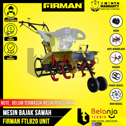 [EZM.3500155] Firman Mesin Bajak Sawah Basah Kering Cultivator Tiller FTL 820 FTL820 Unit Only