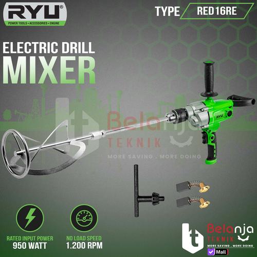 [EZM.3500180] Mesin Pengaduk Cat Semen Ryu RED 16 RE Hand Mixer RED16RE 950 W 16MM