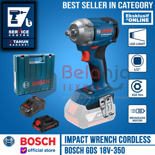 [EZM.3500316] Bosch Mesin Pembuka Baut GDS 18V-350 Impact Wrench Cordless 18V Procore 4 AH