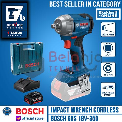 [EZM.3500317] Bosch Mesin Pembuka Baut GDS 18V-350 Impact Wrench Cordless 18V 4 AH