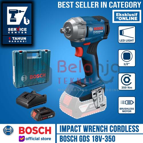 [EZM.3500319] Bosch Mesin Pembuka Baut GDS 18V-350 Impact Wrench Cordless 18V 2 AH