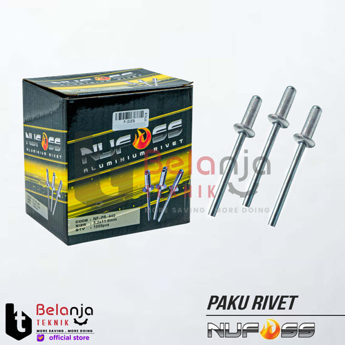 [EZM.3500364] Nufoss Blind Rivets 440 Paku Rivet Ukuran 3.2 X 11 MM Rivetti 1000 Pcs