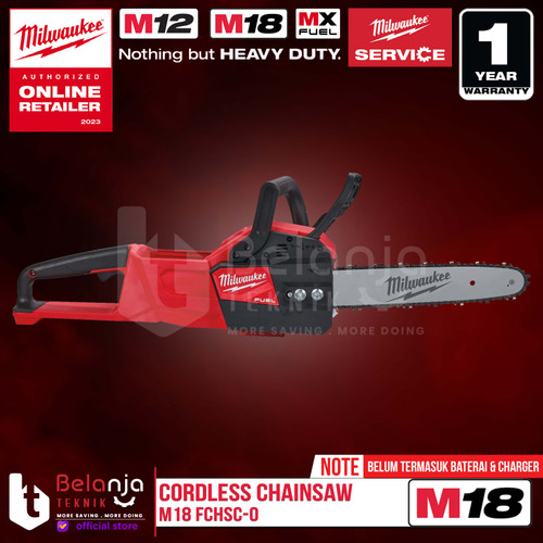 [EZM.3500389] Milwaukee Cordless Chainsaw 12 Inch M18 FCHSC-0 Mesin Gergaji Potong Kayu Baterai 18V Unit Only