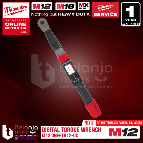 [EZM.3500392] Milwaukee Cordless Digital Torque Wrench M12 ONEFTR12-0C Kunci Torsi Momen Baterai 1/2 Inch 12V Unit Only