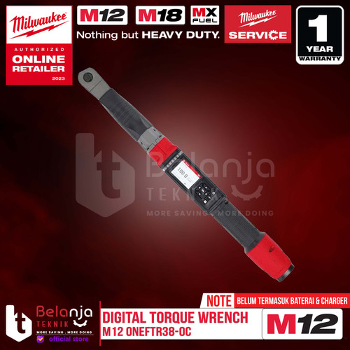 [EZM.3500393] Milwaukee Cordless Digital Torque Wrench M12 ONEFTR38-0C Kunci Torsi Momen Baterai 3/8 Inch 12V Unit Only