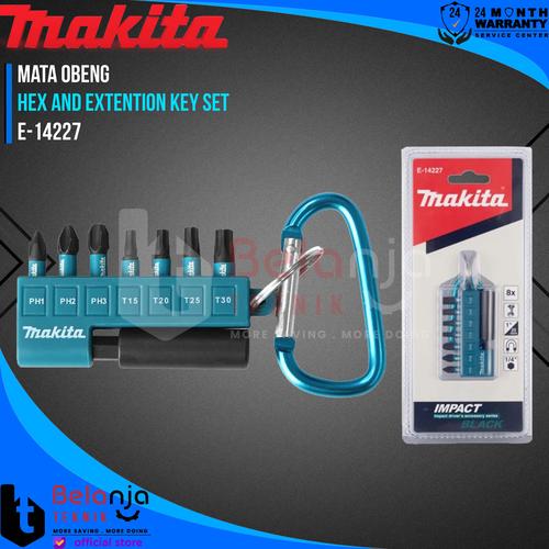 [EZM.3500399] Makita Mata Obeng Impact Driver 1/4 Inch Hex And Extention Key Set 8 PCS E-14227