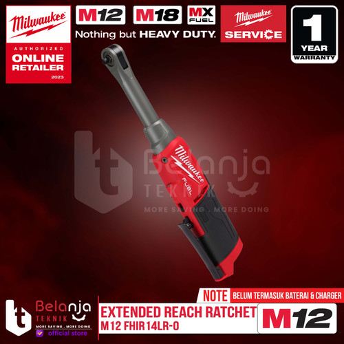[EZM.3500408] Milwaukee Extended Reach High Speed Ratchet M12 FHIR14LR-0 Kunci Sock Sok Rachet 1/4 Inch 12V Unit Only
