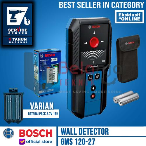 [EZM.3500444] Bosch Wall Detector GMS 120-27 Alat Deteksi Pipa Logam Metal Universal Wall + Baterai Pack 3.7 V 1 Ah