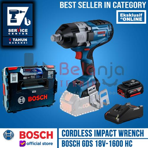 [EZM.3500447] Bosch Impact Wrench Cordless GDS 18V-1600 HC Pembuka Baut 18V 3/4 Inch SET 4 AH