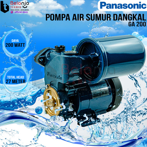 [EZM.3500448] Panasonic Mesin Pompa Air Sumur Dangkal GA 200 JAK Water Pump 9 Meter 200 Watt
