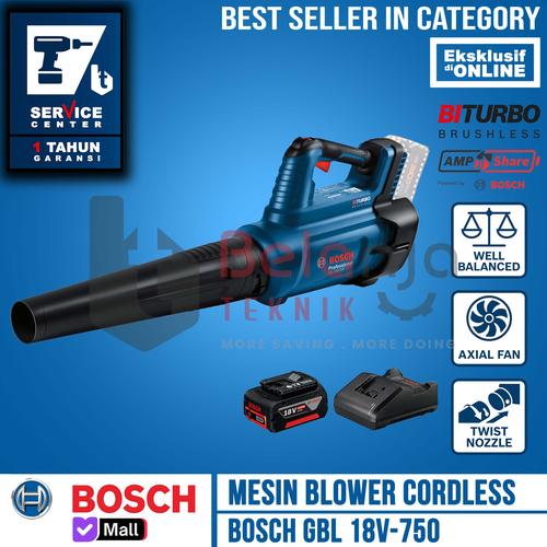 [EZM.3500479] Bosch Mesin Blower Tangan Cordless GBL 18V-750 Hand Blower 18 V GBL18V SET 4 AH