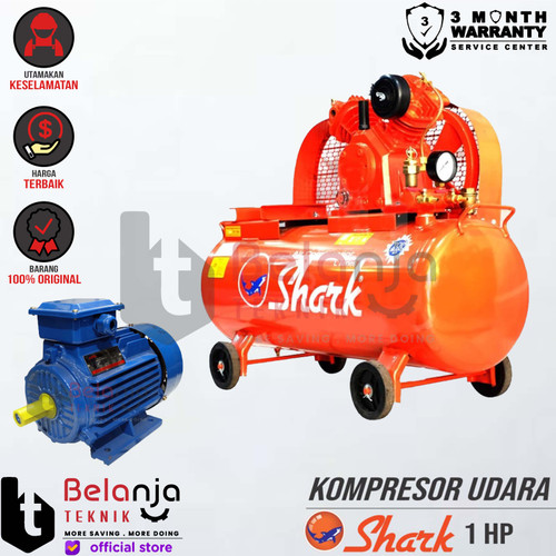 [EZM.3500491] Shark Air Compressor 1 HP Kompresor Angin + ADK Dinamo 2 HP 3 Phase
