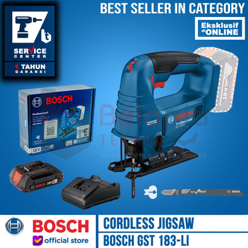 [EZM.3500511] Bosch Mesin Gergaji Baterai GST 183 Jigsaw Cordless 18V Set 2 AH