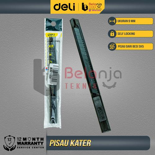 [EZM.3500569] Deli Cutter Pisau Baja Hitam 9mm SK5 Kater Gunting Cutting Cuter 9 MM SK 5