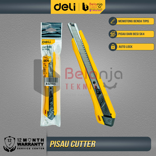 [EZM.3500572] Deli Cutter Pisau Baja SK4 9mm Utility Knife Pemotong Kertas Kater