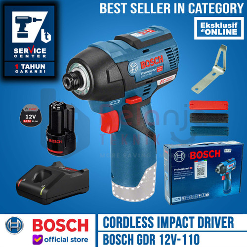 [EZM.3500584] BOSCH Mesin Obeng Baterai GDR 12V-110 LI Impact Screwdriver Set 2 AH