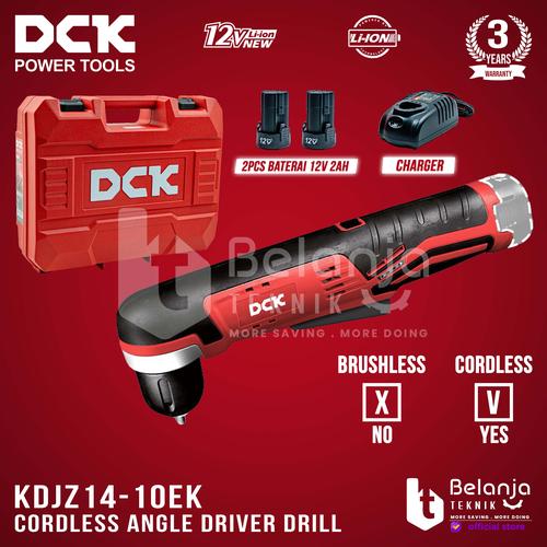 [EZM.3500628] DCK Angle Driver Drill Cordless KDJZ14-10EK Mesin Bor Sudut Baterai