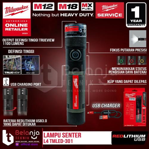 [EZM.3500788] Milwaukee Led Twist Focus Flashlight L4 TMLED-301 Lampu Senter Tangan