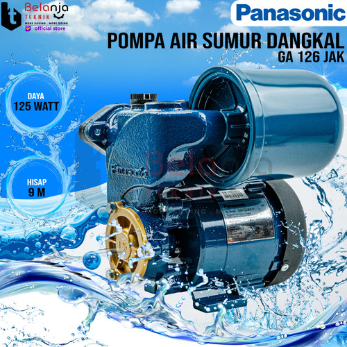 [EZM.3500831] Panasonic Pompa Air Sumur Dangkal GA 126 JAK WaterPump 9Meter Otomatis