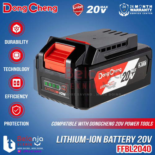 [EZM.3500865] Dongcheng Lithium Battery Pack 20V 4 AH Baterai Cordless 20V FFBL2040