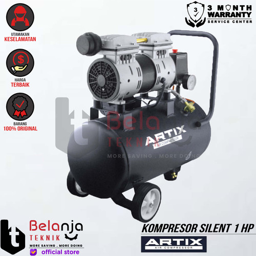 [EZM.3500901] Artix OA 1024 Mesin Kompresor Angin Silent Oiless 1HP 24 Liter OA 1024