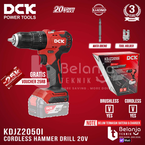 [EZM.3500924] DCK Cordless Hammer Drill KDJZ2050iZ 20V Bor Impact Baterai Unit Only