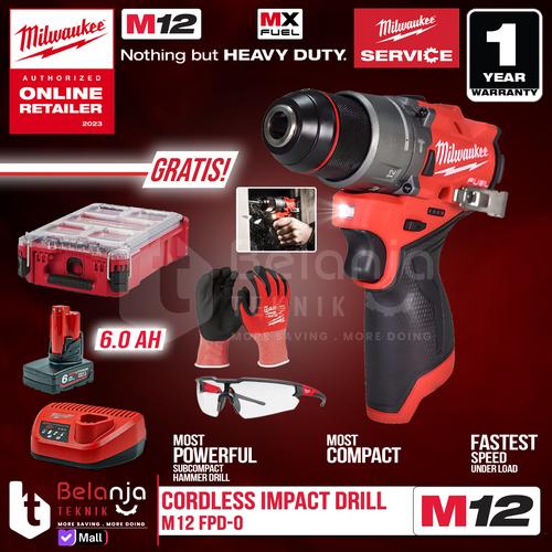 [EZM.3501128] Bor Baterai Milwaukee M12 FPD2-0 Cordless Impact Drill SET 12V 6AH FPD2