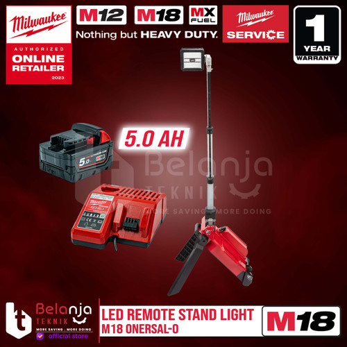 [EZM.3501247] Milwaukee Led Remote Stand Light M18 ONERSAL-0 Lampu Kerja Set 18V 5AH