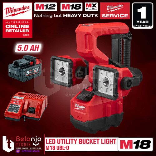 [EZM.3501249] Milwaukee Led Utility Bucket Light M18 UBL-0 Lampu Kerja Set 18V 5 AH