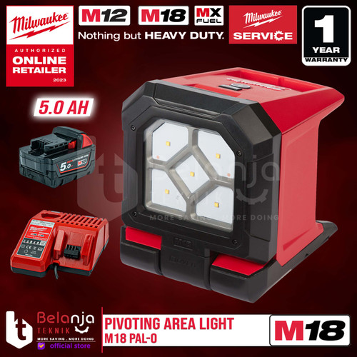 [EZM.3501253] Milwaukee Pivoting Area Light M18 PAL-0 Lampu Kerja Set 18 Volt 5 AH