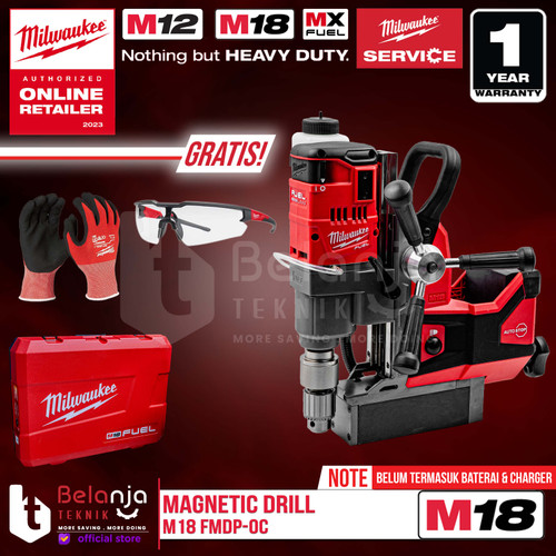 [EZM.3501262] Milwaukee Magnetic Drill M18 FMDP-0C 38MM Mesin Bor Duduk Baterai 18V Unit Only