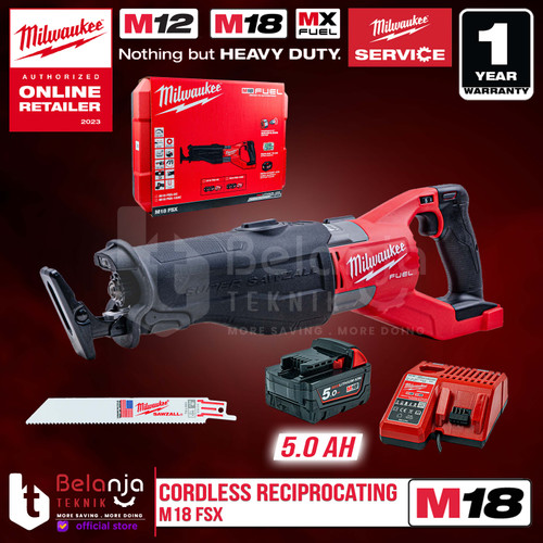 [EZM.3501277] Milwaukee Super Sawzall Reciprocating M18 FSX-0C Sabre Saw Baterai Set 5 AH