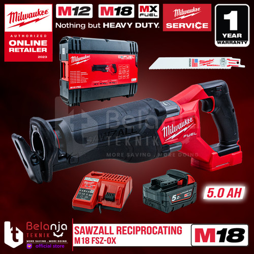 [EZM.3501281] Milwaukee Sawzall Reciprocating M18 FSZ-0X Sabre Saw Cordless Set 18 V 5 AH
