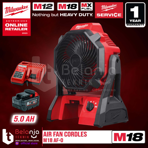 [EZM.3501289] Milwaukee Air Fan Cordless M18 AF-0 Kipas Angin Baterai Set 18V 5 AH