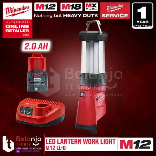 [EZM.3501301] Milwaukee Led Lantern Work Light M12 LL-0 Lampu Kerja Set 12 Volt 2 AH