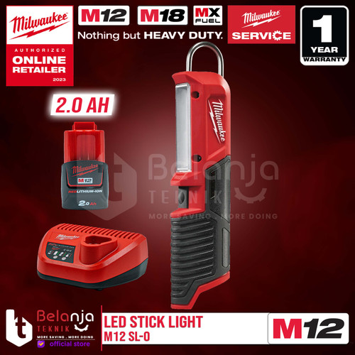 [EZM.3501303] Milwaukee Led Stick Light M12 SL-0 Lampu Kerja Portable Set 12 V 2 AH