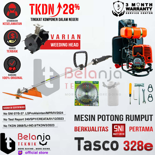 [EZM.3501442] TASCO Mesin Potong Rumput Gendong 328 E + Pengembur Tanah TMT 267 B