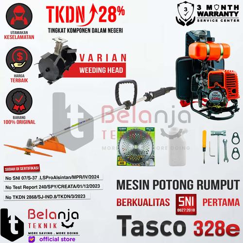 [EZM.3501442] TASCO Mesin Potong Rumput Gendong 328 E + Pengembur Tanah TMT 267 B