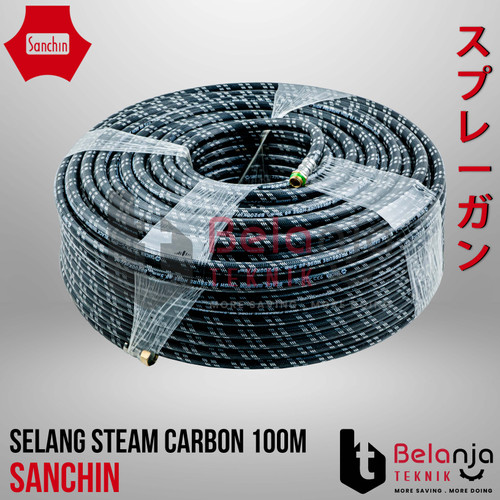 [EZM.3501483] Sanchin Selang Mesin Sanchin Steam 100 Meter Selang Carbon Hitam 100M 100 M