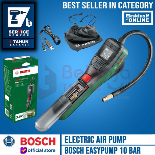 [EZM.3501500] Bosch Electric Air Pump Easy Pump 10 Bar Pompa Angin Portable USB 3 Ah