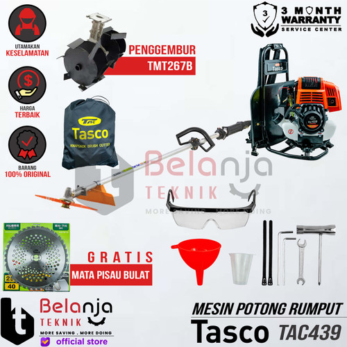 [EZM.3501505] Tasco Mesin Potong Rumput Gendong 4Tak TAC 439 + Tiller Head TMT 267 B
