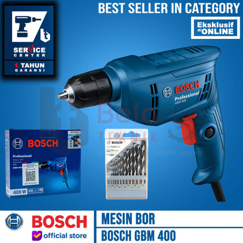 [EZM.3501510] Bosch Bor Besi GBM 400 10MM 400 Watt + Mata Bor Besi HSS-R 13 PCS