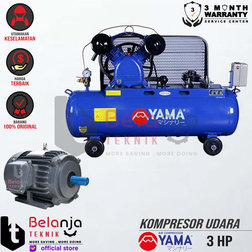 [EZM.3501581] Yama Air Compressor 3 HP Unloaded Kompresor Angin + Dinamo 3HP 3 Phase