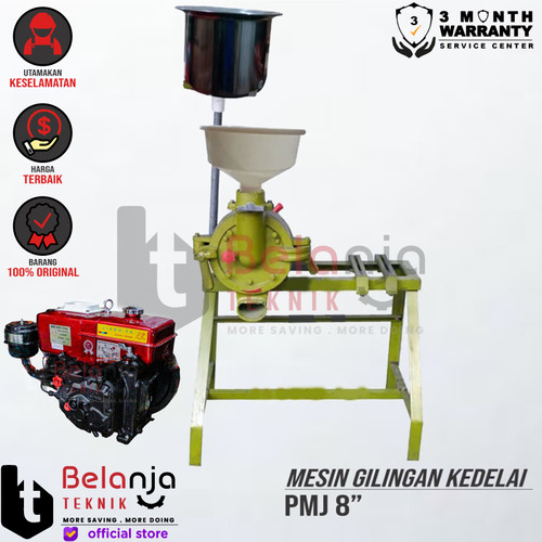 [EZM.3501730] PMJ Mesin Gilingan Kedelai Tahu Kacang 8 Inch + Diesel JiangFa R 175 H