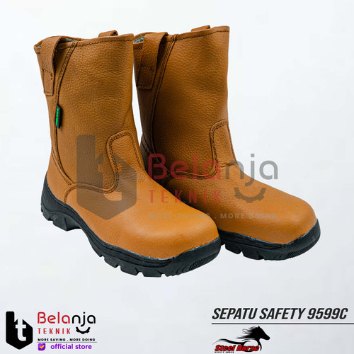 [EZM.3501740] Steel Horse Sepatu Safety 9599C Safety Shoes Pria Boots Slip On Brown