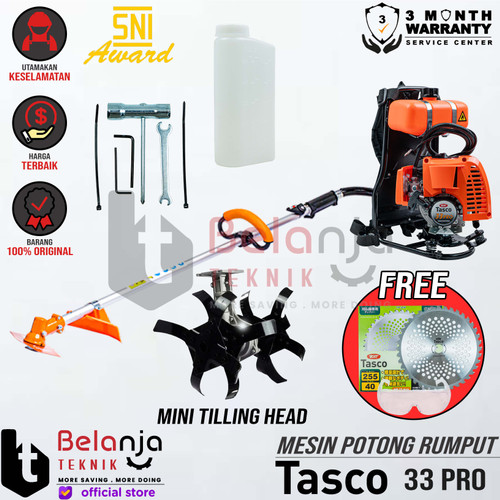 [EZM.3501791] Tasco Mesin Potong Rumput Gendong 2Tak TAC 33 PRO + Tilling Head 267 C