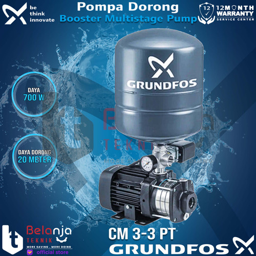 [EZM.3501838] Grundfos Mesin Pompa Air Pendorong CM 3-3 PT Booster Multistage 20 M