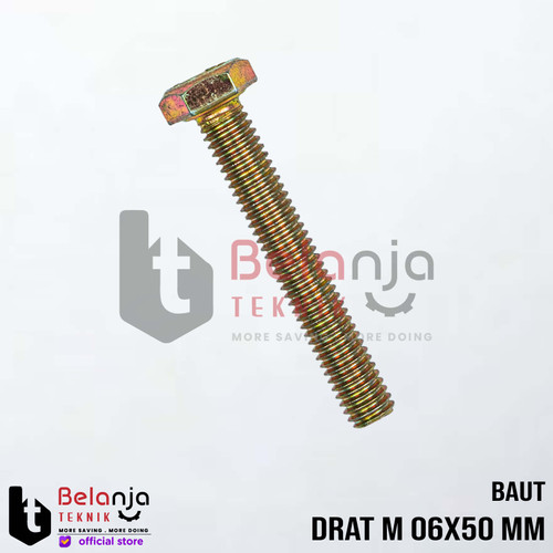 [EZM.3502144] Baut Mur L Drat M 06x50 MM Kuningan Full Per PCS Non Merk