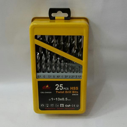 [EZM.3502153] Casal Twist Drill Bit HSS Set 25 PCS Mata Bor Besi Set 1-13 MM CSL-CA9