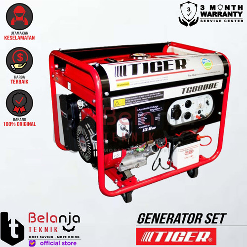 [EZM.3502245] Tiger Generator Set Bensin TG8800E 5500 Watt Genset Recoil TG 8800